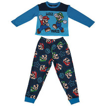 Super Mario Bros. Mario and Luigi 2-Piece Long Sleeve Youth Pajama Set Blue - £19.96 GBP