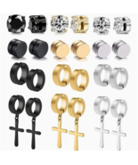 12 Pair - Stainless Steel Magnetic Non-Piercing Clip On Dangle Earring Set - £14.91 GBP
