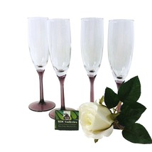 Fluted Champagne Blown Glass Stemware Libbey Glass Co. Domaine Purple Set of 4 - £37.35 GBP