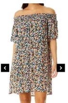 NWT ANNE COLE DRESS MINI L/XL CONFETTIME COVER UP SMOCKED OFF THE SHOULD... - $44.55