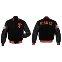 MLB San Francisco Giants Letterman Varsity Jacket with Genuine Leather S... - $118.99