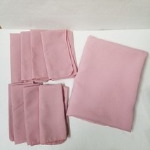 Tablecloth and 8 Napkin Set Blush Pink Vintage 68&quot;x52&quot; Taiwan 17&quot; Cloth ... - £21.23 GBP