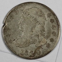 1820 Small 0 Bust Dime. Rare Low Mintage: 942,587.     20230071 - £55.81 GBP