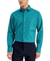 Bar III Men&#39;s Organic Cotton Slim Fit Medallion Dress Shirt Lt Green-S 14-14.5 - £15.71 GBP