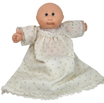 Vintage Cabbage Patch Kids Boy Doll Bald Brown Eyes Flower Nightgown W Slippers - £44.19 GBP