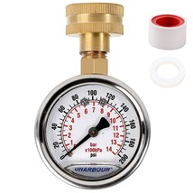 Glycerin Filled Water Pressure Gauge 200Psi/14Bar, 2" Dial,Stainless Steel Case, - £18.86 GBP
