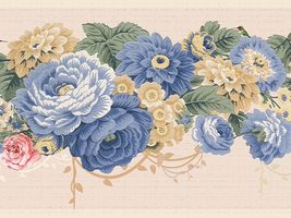 Dundee Deco DDAZBD9102 Peel and Stick Wallpaper Border - Floral Blue Gre... - £17.12 GBP