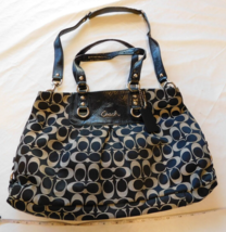 Coach Ashely Signature Bag F15510 Black Grey purse shoulder bag pre-owned - £63.64 GBP