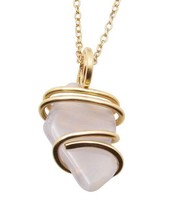 Calming Energy Blue Chalcedony Pendant Merlin&#39;s Gold Bronze #105 - $44.44