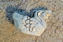 Swan Planter Pot Porcelain White Gold Gilt Trim Vintage - $9.85