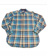 Vintage Pendleton Lodge Shirt Wool Green Blue White Plaid Size Large USA... - $77.17 CAD