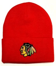 Chicago Blackhawks NHL Reebok Vintage Red Cuffed Knit Hat Cap Adult Beanie - £13.43 GBP