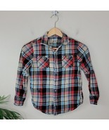 Arizona | Red Tan Black Blue Plaid Flannel Button Up Shirt, boys size 8 - £6.15 GBP
