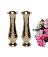 Set of 2 Vase Metal Vase Flower Gold Finish Brass Office Decor Home Deco... - $124.61