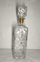 Vintage Crystal Whiskey Decanter Bottle Cork Stopper Top/ Square Bottle - £21.11 GBP