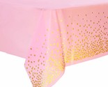 108&quot;X54&quot; 4 Packs Pink And Gold Disposable Party Tablecloth For Rectangle... - £20.90 GBP