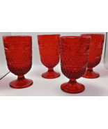 Vintage Ruby Red set of 4 Goblets Glasses 5-1/2&quot; tall by 3&quot; wide. - $49.10 CAD