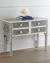 Horchow Black &amp; White Bone Pearland Console Table French Moroccan $3699 - $2,288.00