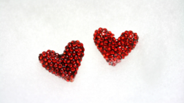  Crystal  Red Heart Stud Earrings, Valentine&#39;s Rhinestone Red Heart Earrings - £14.36 GBP