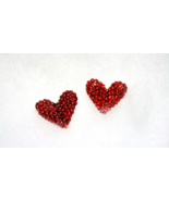  Crystal  Red Heart Stud Earrings, Valentine&#39;s Rhinestone Red Heart Earr... - £14.10 GBP