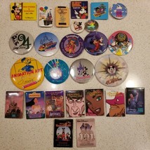 Vtg Disney Art Pins Lot of 27 Movie Poster Princess Buttons Advertising WDW 90s - £89.19 GBP
