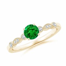 ANGARA Marquise and Dot Emerald Engagement Ring with Diamonds in 14K Gold - £1,659.39 GBP