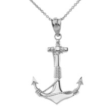 925 Sterling Silver Classic Nautical Anchor Rope Pendant Necklace - £18.82 GBP+