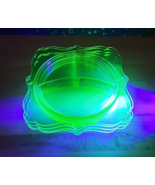 4 VTG Federal Green Depression Glass Vaseline Uranium Grill Divided Plat... - £55.74 GBP