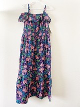 NWT Cat &amp; Jack Girls Sleeveless Shoulder Ruffle Maxi Dress, Navy, XS (4/5) - £6.01 GBP