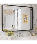 40&quot;X 30&quot; Shatterproof Bathroom Mirror with Black Metal Frame - Tempered ... - €91,22 EUR