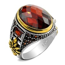 925 Sterling Silver Natural Garnet Ring for Men Male Women High Quality Turkish  - £44.85 GBP