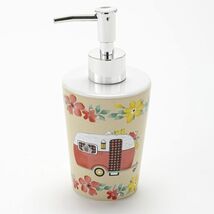 Travel Trailer Soap Pump Dispenser Floral Retro Camper Kitchen Bath Cera... - $18.97