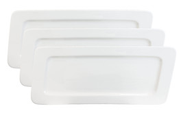 Set Of 3 Contemporary Rhomboid White Porcelain Serving Platter Plate Dish 15&quot;L - £29.88 GBP