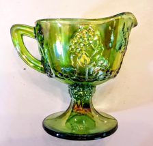 Indiana Glass Harvest Grape Pattern Creamer Carnival Iridescent Green Co... - $17.75