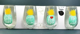 Home Essentials Vanilla Sky Summer Stemless Wine Glasses 20 Oz Set of 4 NWT - $21.49