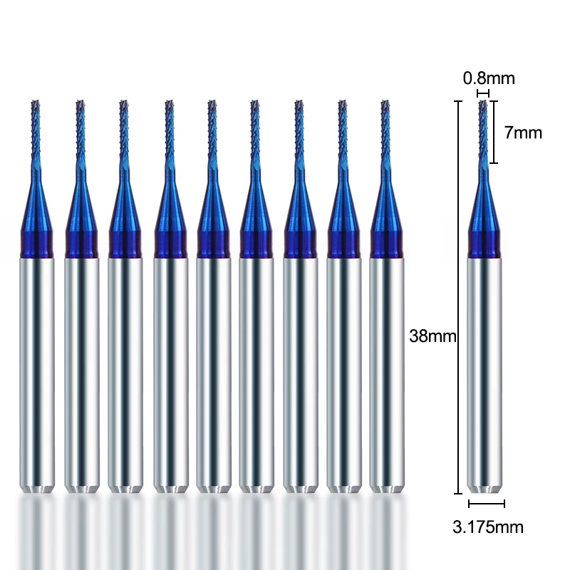 House Home XCAN Corn Milling Cutter 10pcs 0.5/0.8/1.0mm Blue Coated Carbide PCB  - £27.40 GBP