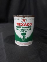 Vintage Texaco Outboard Motor Oil Metal Quart Can FULL New Old Stock CLEAN  - $49.99