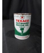 Vintage Texaco Outboard Motor Oil Metal Quart Can FULL New Old Stock CLEAN  - $49.99