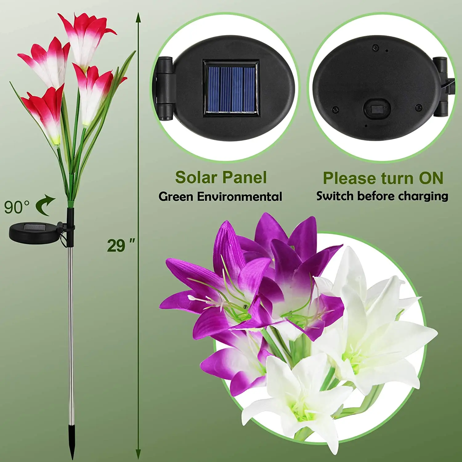 4Pack Solar Garden Stake Flower Lights Outdoor Lily Flower Lights MultiColor Cha - £148.39 GBP