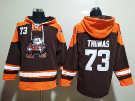 Joe Thomas Browns Lace-Up Pullover Brown Jersey Hoodie  - $59.25