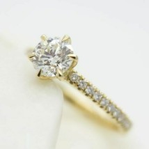 Vintage 18ct Yellow Gold Over Sapphire Solitaire Accents Engagement Ring Ladies - £32.35 GBP