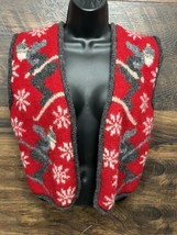 Limited Handknit Sweater Vest Open Shetland Wool Nordic Ski Snow Holiday... - $13.68