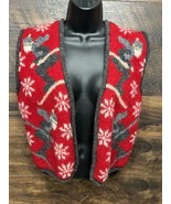 Limited Handknit Sweater Vest Open Shetland Wool Nordic Ski Snow Holiday... - €11,66 EUR