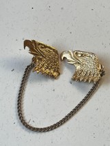 Vintage Goldtone EAGLE Head Collar or Sweater Clip w Connecting Chain - ... - $11.29
