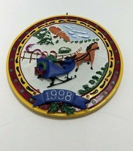 Vintage 1998 Christmas Ornament Hickory Farms - Horse And Sleigh Winter Scene - £14.78 GBP
