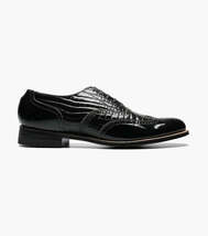 00267, Stacy Adams Leather Shoes Dayton Alligator Print Wingtip Lace Up Black image 7