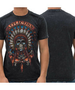Affliction Wild Buffalo Indian Skull Chief Native Mens T-Shirt Black M L... - £39.90 GBP