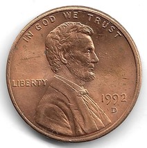 1992-D Lincoln Memorial Cent Finned Rim Error Coin US Penny - £6.25 GBP