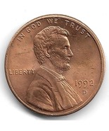 1992-D Lincoln Memorial Cent Finned Rim Error Coin US Penny - £6.19 GBP