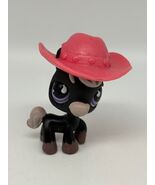 LPS Littlest Pet Shop Black Horse #523 w/PINK COWBOY HAT   Purple Eyes 2... - $18.00
